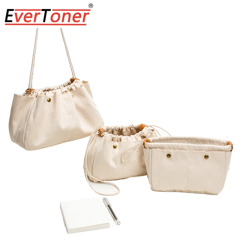 EverToner Cosmetic bag canvas Insert Bag Fit For designer brand large capacity tote bag Makeup Inner Organizer bag