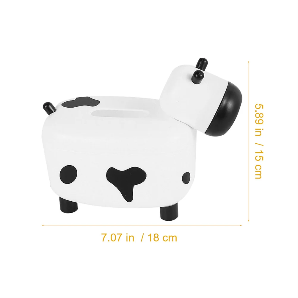 Cow Tissue Box Cover Multi-Functional DIY Toothpick Holder Compact Portable Tissue Case Creative Desktop Napkin Organizer