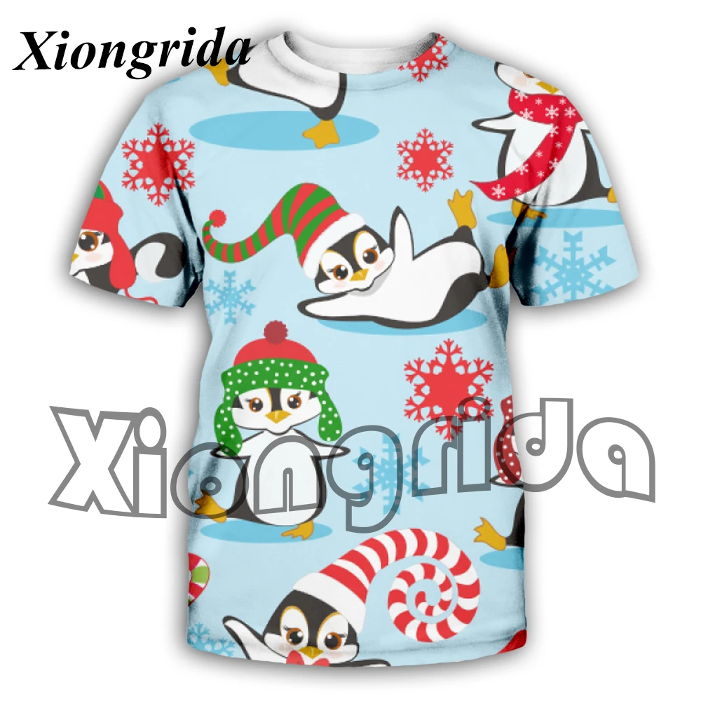 Men's Novelty Owl Print T Shirts Short Sleeve 3D Christmas Style Tees Santa Claus Print Top Fashion Unisex Streetwear