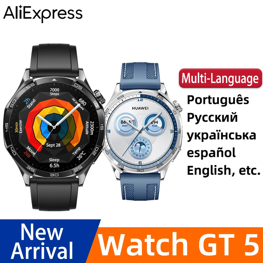 ساعة ذكية من نوع HUAHUAHUAGE-GT 5 ، شاشة ملونة AMOLED ، متتبع اللياقة البدنية ، مراقب الصحة ، ساعة رياضية ، عمر بطارية لمدة أسبوعين