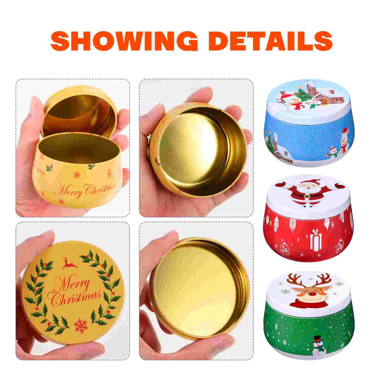 Cookie Tins with Lids for Gift Giving Boxes Christmas Candy Xmax Favor Tinplate Biscuit