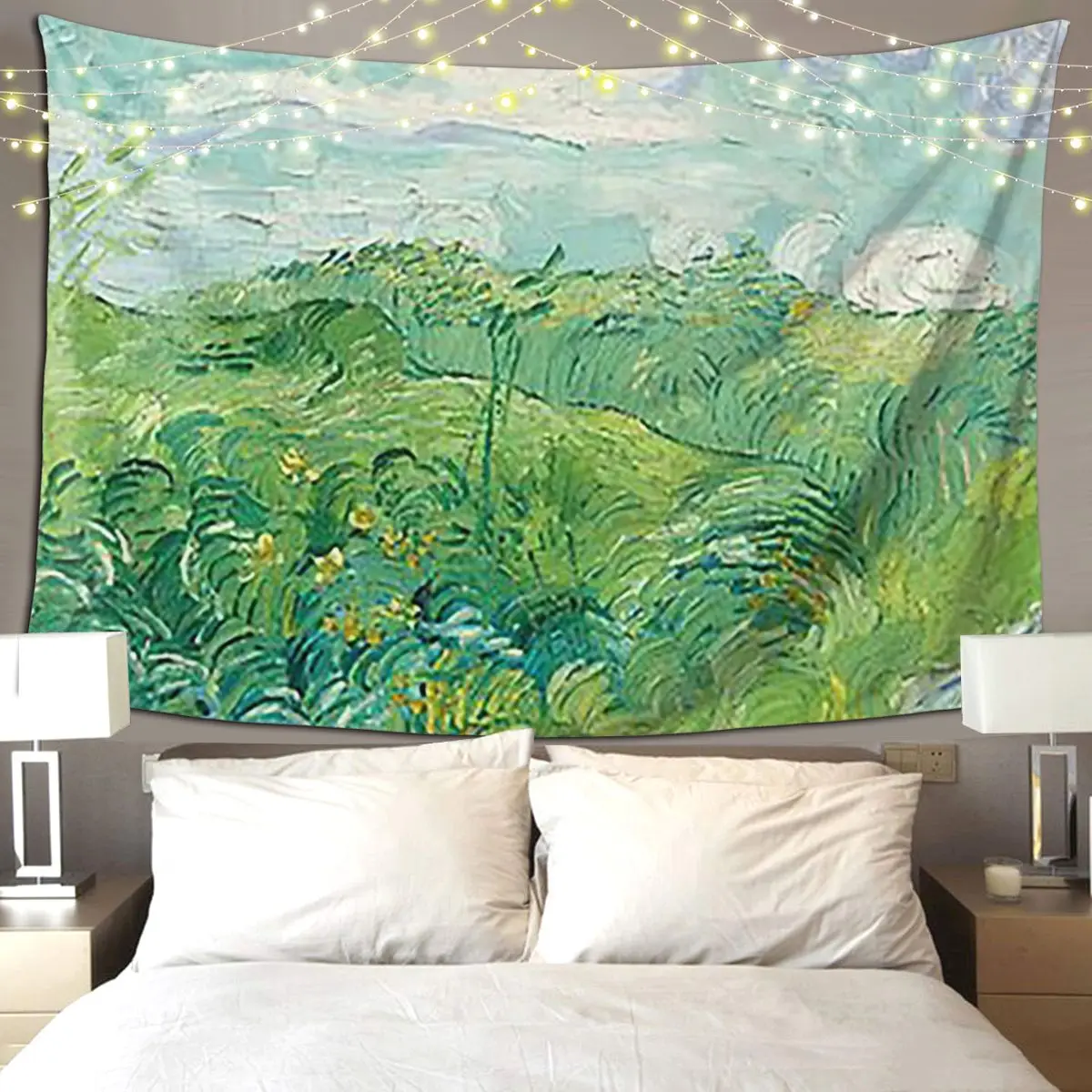 Vincent Van Gogh Green Wheat Fields, Auvers 1890 Painting Tapestry Art Wall Hanging Home Tapestries for Room Bedroom Dorm Room