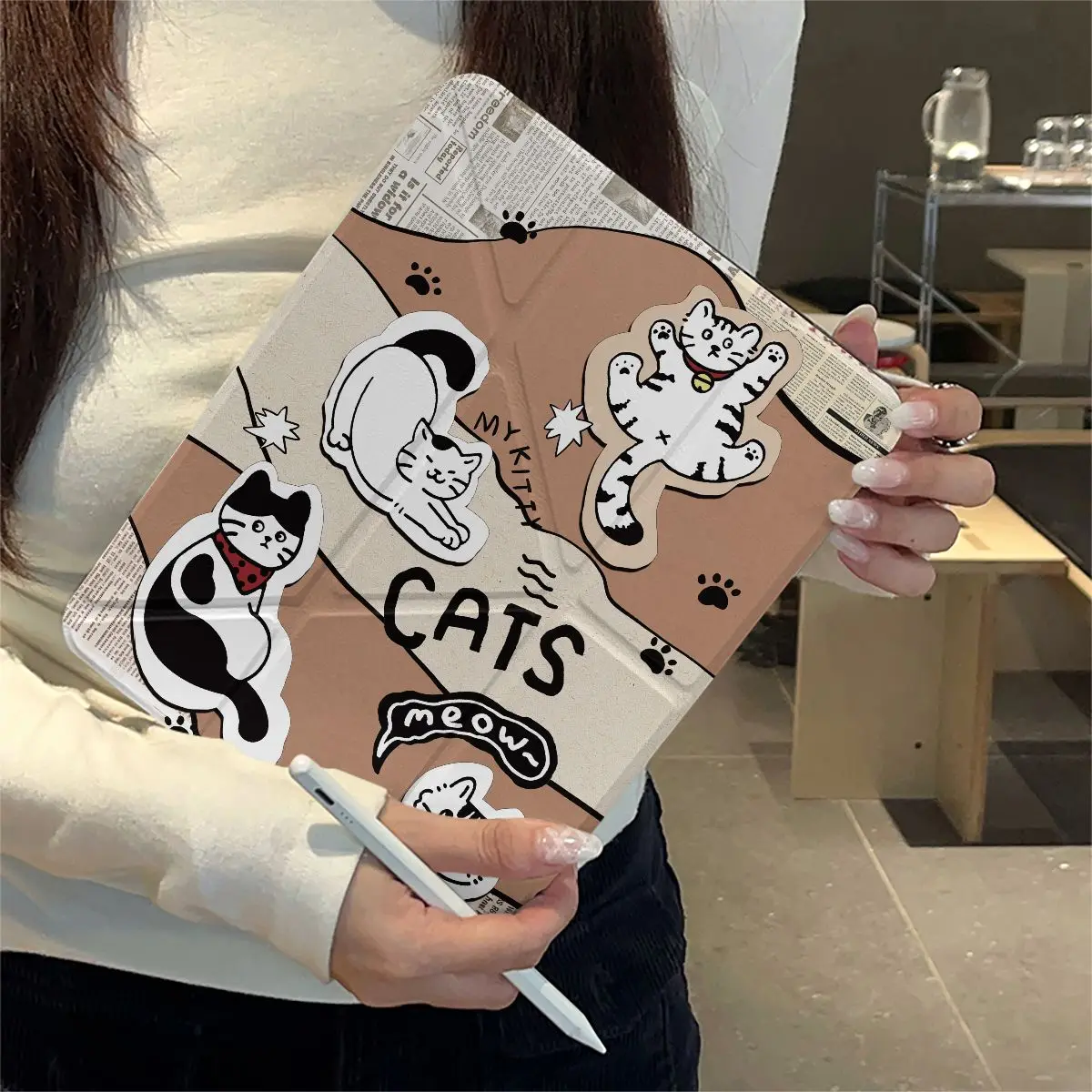 

Ретро-наклейки с отпечатками лап для iPad Pro Air M5 M4 M3 M2 18 20 21 22 2 1 11-го поколения A16 12.9" 10 9 8 7 6 5-го поколения Mini 7 6, чехол