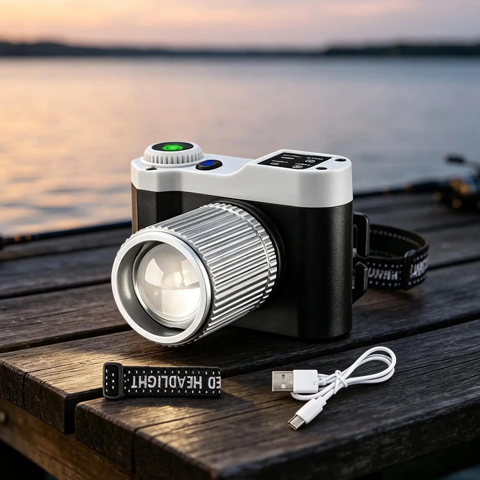 Camping Headlamp Motion Sensor Zoomable Fishing Headlights Portable LED Head Torch For Campers Hikers Runners Cyclists Fishermen