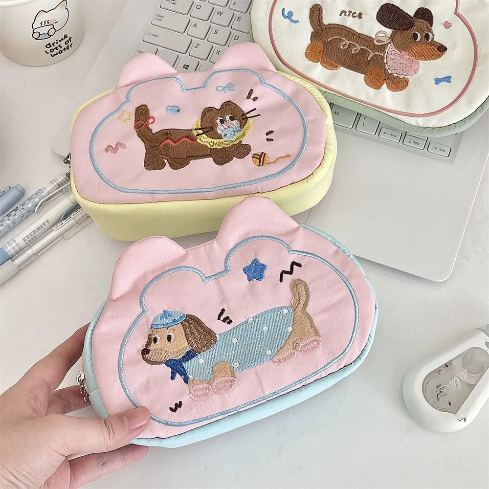 Puppy Mini Cosmetic Bag Multifunctional Candy Color Cartoon Pencil Case Soft Pouch for Make Up Kit Stationery Holder Bag Outdoor