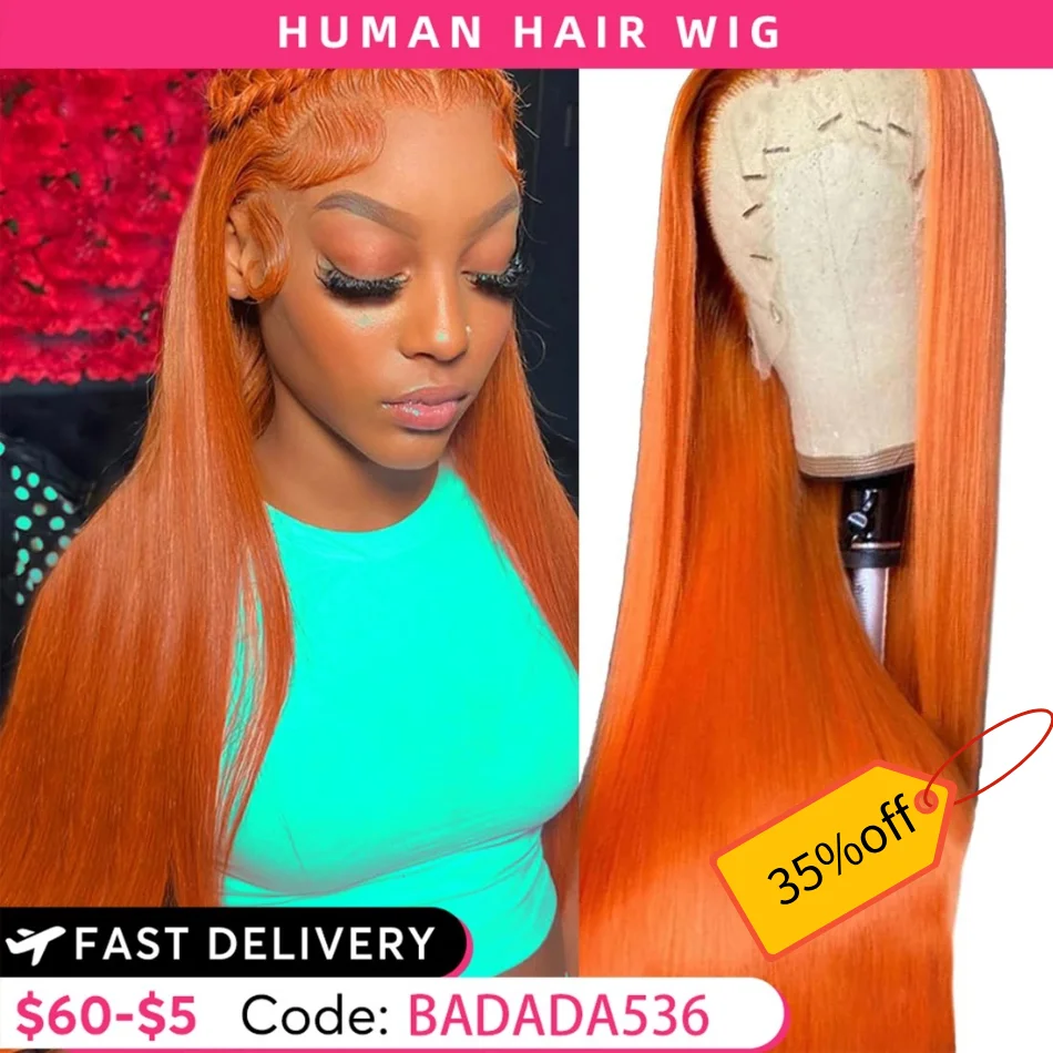 

Ginger Straight HD Transparent 13x6 Lace Frontal Wigs Brazilian 13x4 Colored Front Wig 100% Full Remy Human Hair For Women