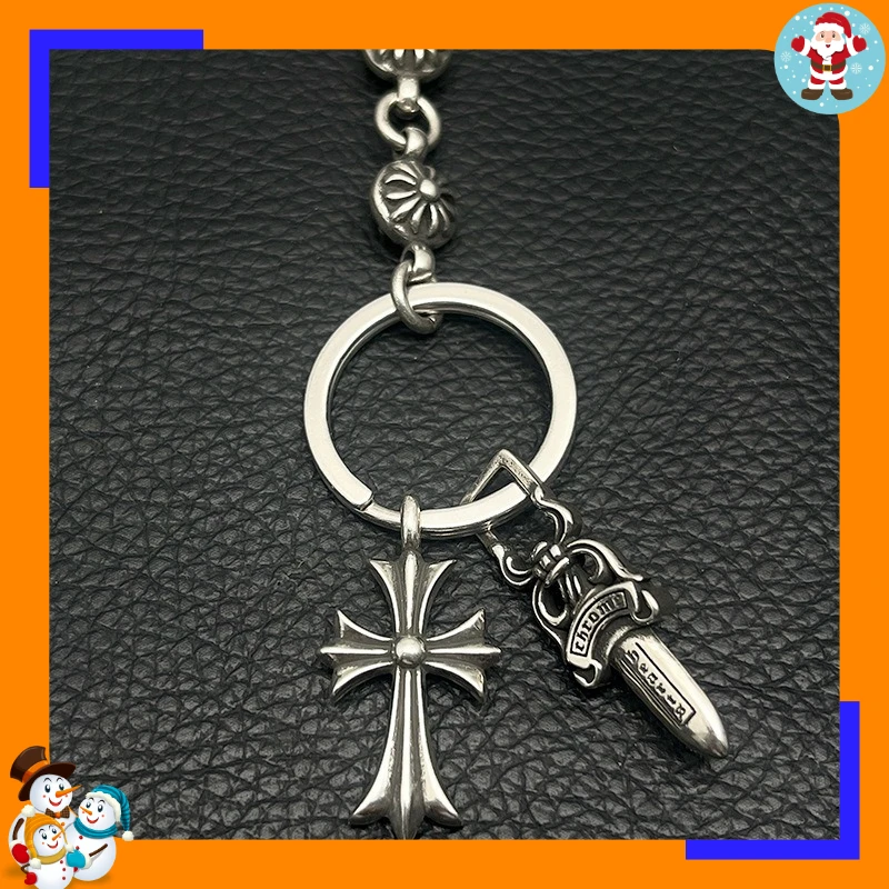Vintage Old Keychain Cross Sword Lobster Buckle Hip Hop Classic Long Pendant Personalized Punk Bag Hanging Accessories