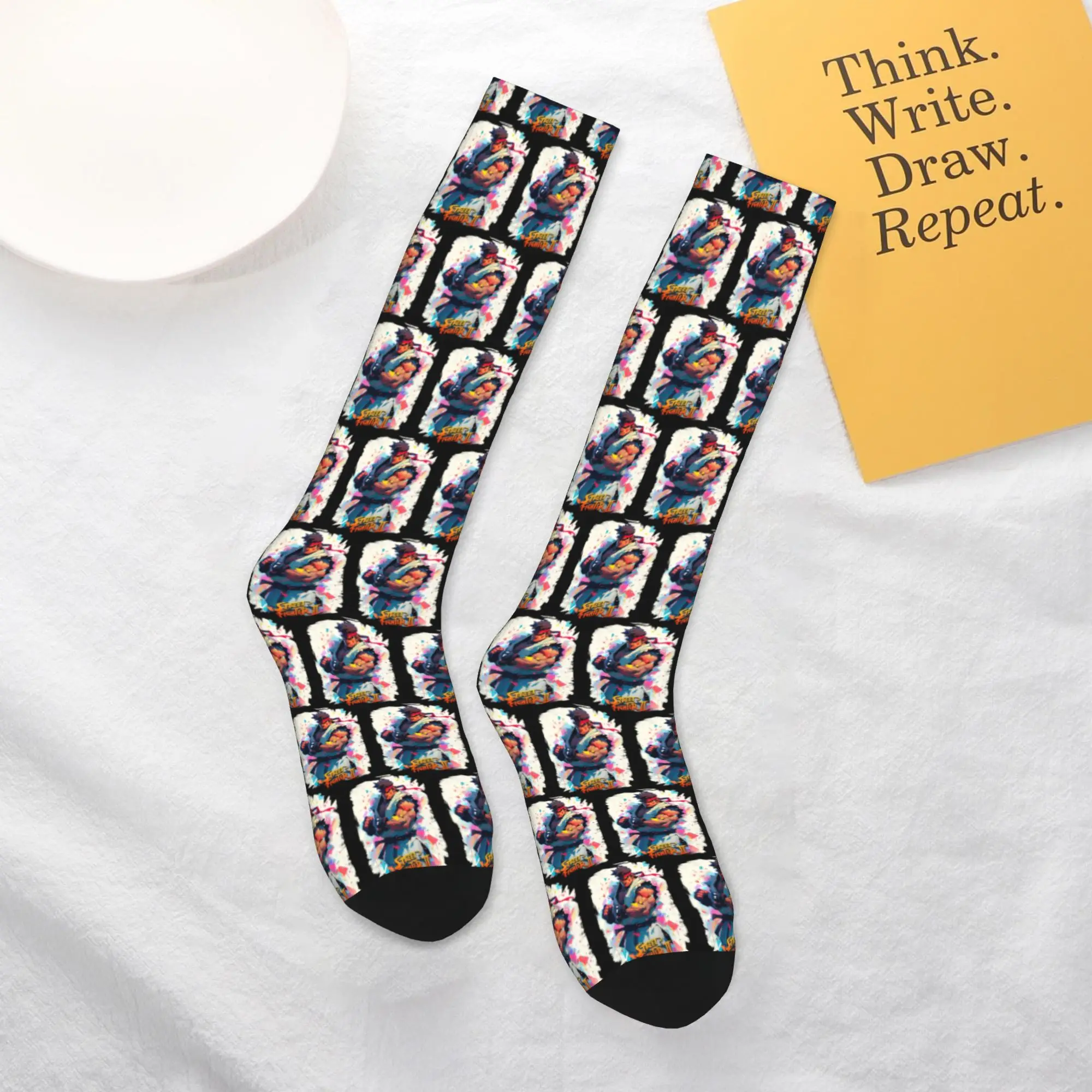 

All Seasons Crew Stockings Defeated Portraits Super Street Fighter Socks Harajuku Crazy Long Socks Accessories for Men Women