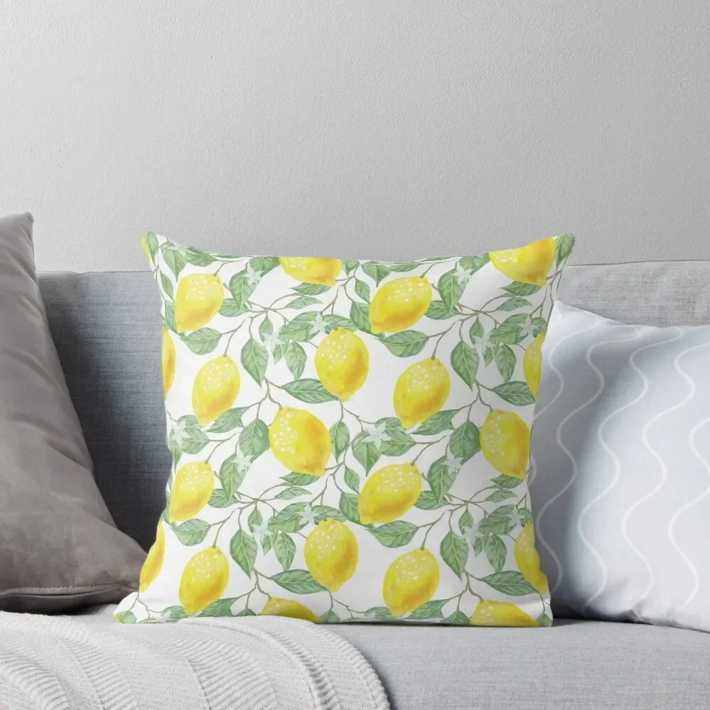 

Watercolor Lemon Pattern Throw Pillow Decorative pillowcase Room decorating items Sofa Cushion Cover Pillow