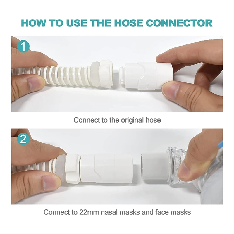 2 Piece Hose Connector Connect Airmini Hose To Any 22 Mm Nasal Mask Or Full Face Mask Model White For Airmini Pro Hose Connector