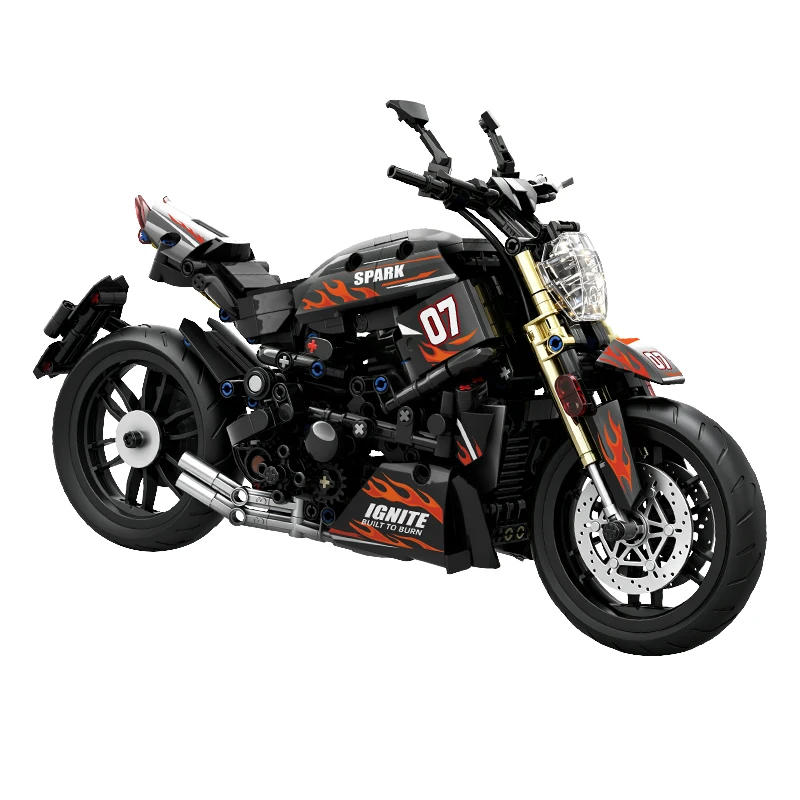 New 1:8 Big Devil Motorbike Building Blocks Sets MOC Bricks Motorcycle Model Christmas Gifts for Adult 790pcs