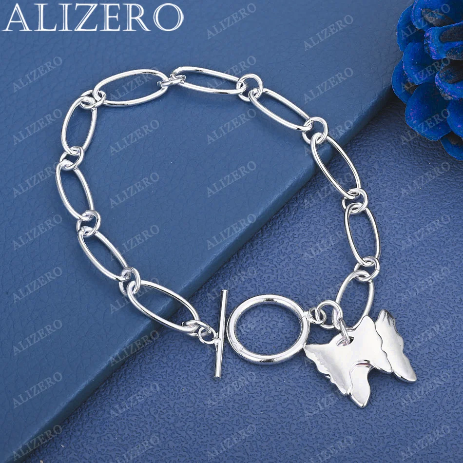 

ALIZERO 925 Sterling Silver OT Buckle Chain Double Butterfly Bracelet For Women Fashion Wedding Engagement Party Jewelry Gift