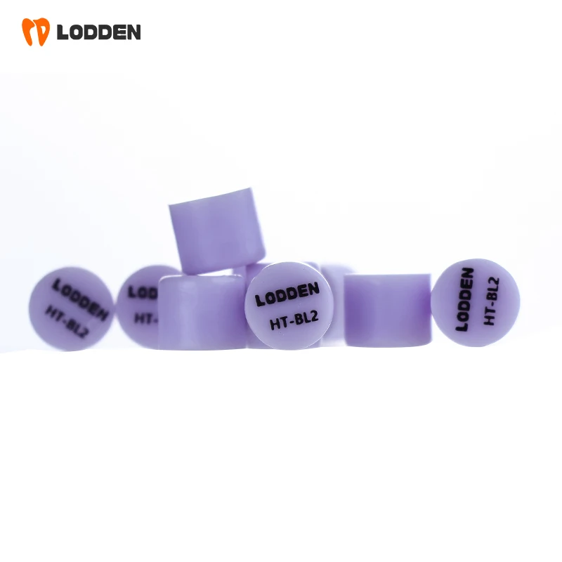 LODDEN 10pcs Lithium Disilicate Purple Press Dental Lab Tablets Glass Ceramic Ingots HT/LT Pressing for Ultra-thin Veneer