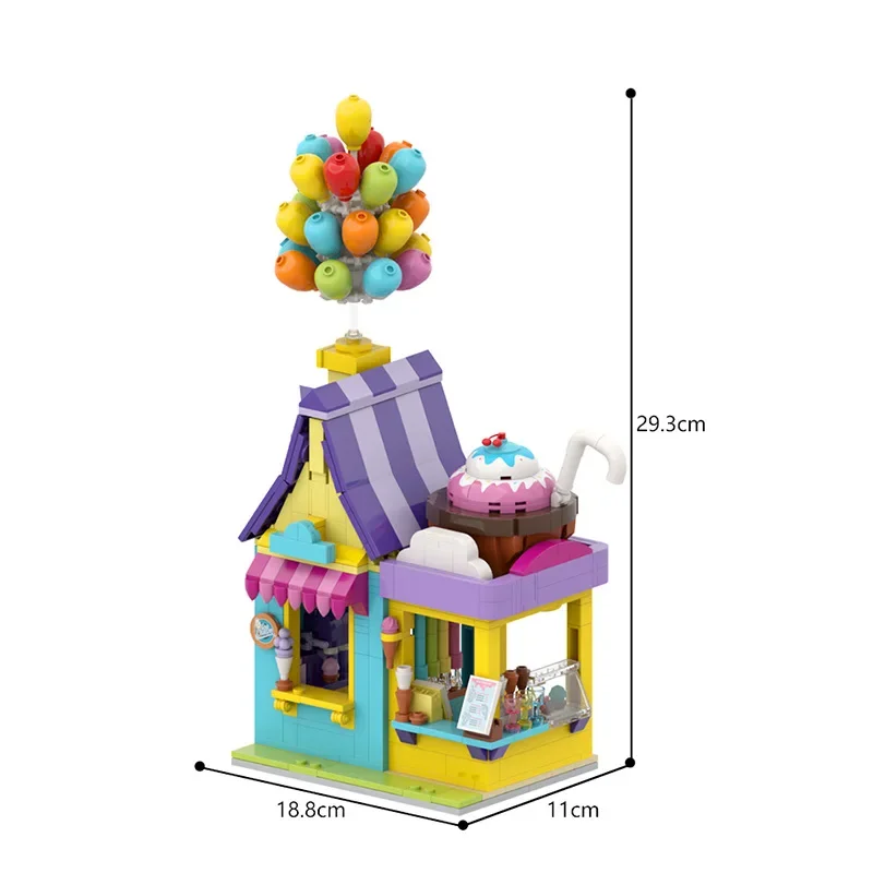 Ice Cream Shop Building Blocks Set Ice Cream Dessert Store Model Toys Castle Style with Balloons Birthday Gift Idea for Girls 6+