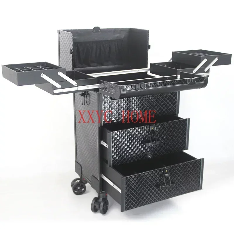 

Large capacity multi-layer professional trolley makeup box, multifunctional storage toolbox for eyelash and nail embroidery