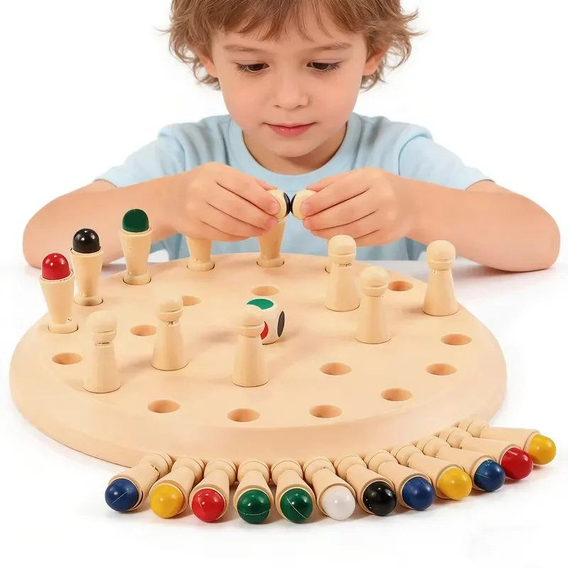 HOT Plastic Color Memory Chess Game, Montessori Educational Toy for Kids 3+, Memory Matching Puzzle Board Game with Dice&Sticks
