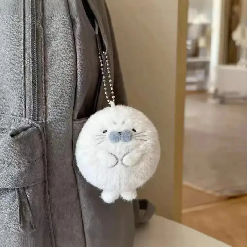 10cm Fluffy Gray Seal Plush Pendant Cute Cartoon Animal Hanging Ornament for School Bag Car Decoration Gift