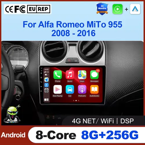 Auto Radio Multimedia Video Player Für Alfa Romeo MiTo 955 2008-2016 Android Auto GPS Navigation Bluetooth WiFi QLED bildschirm