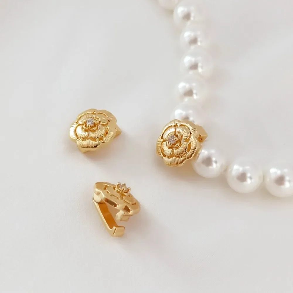 

14-каратное позолоченное и циркониевое соединение с камелией, декоративная пряжка с подвеской ручной работы своими руками