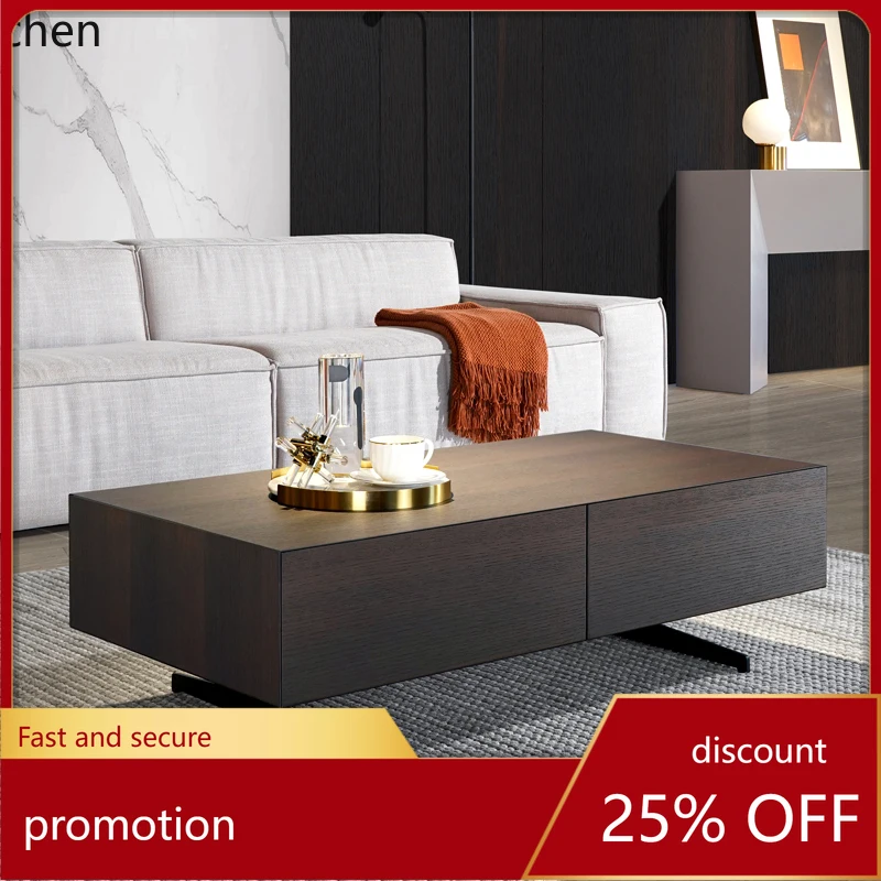 HT smoked wood coffee table TV cabinet combination simple modern small apartment living room furniture