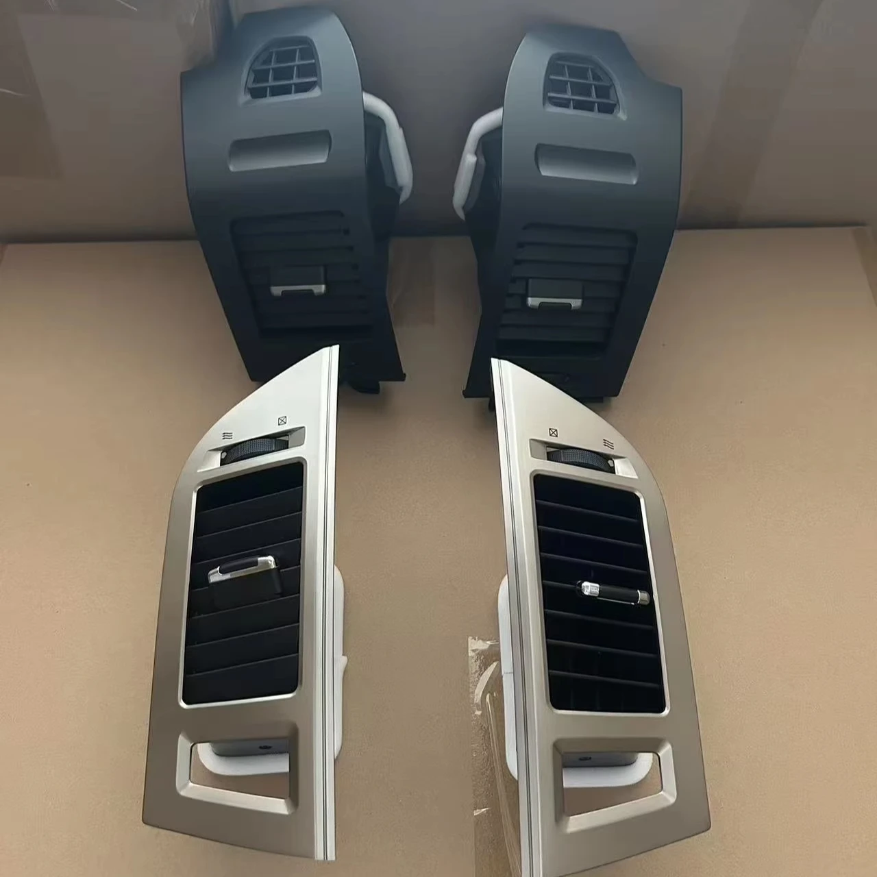 HUIYAN 4PCS OEM for Mitsubishi Pajero 2007-2020 Dashboard Middle and Two Side Air Conditioner Ac Outlet Grille Silver&Black