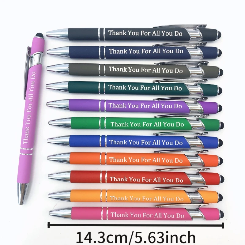 12 szt. uroczych, fioletowych długopisów, długopis na podziękowanie dla pracowników. Każdy długopis niesie napis: "Dziękuję za wszystko". Idealny prezent dla pracowników.