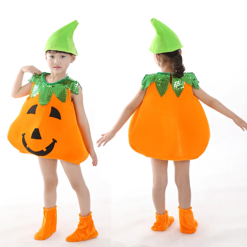 

Children's Pumpkin Costume Kindergarten Vegetable Dance Costume Three-dimensional Stage Costume Adult Children Parent-child