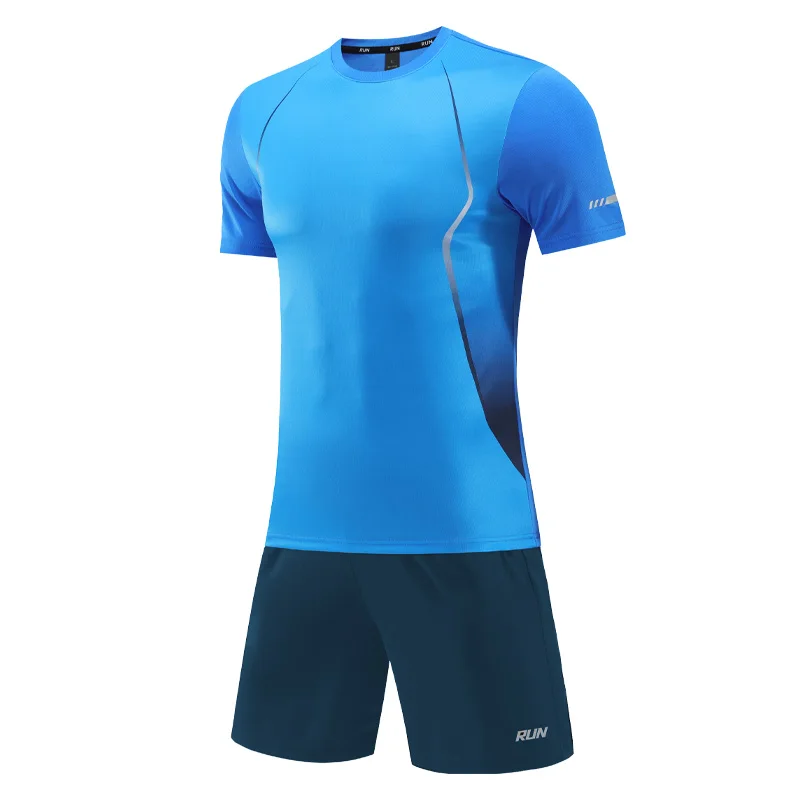 

Running Jogging Sets O Neck Patchwork Tee Shorts Exercise Mens Training Workout Club Uniform Team Fitness Football Causal Suits