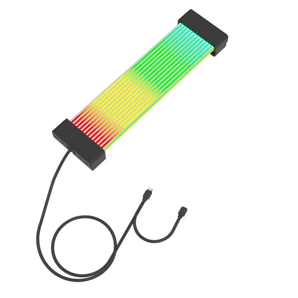 Czarny biały 24Pin 8Pin ARGB Light Board PSU Przedłużacz ARGB Cover LED Pasek płyty głównej Strimer 24Pin Silikonowy pasek świetlny — zdjęcie produktu 3