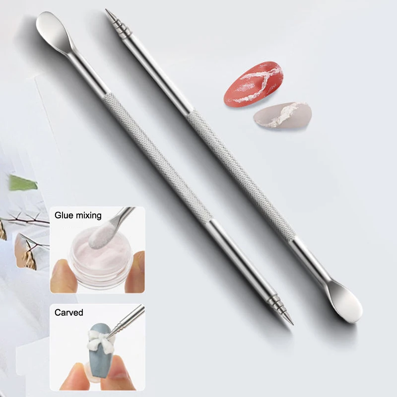 Double-ended Nail Art Carved Pen 12.5cm Multi-Function Mix Gel Polish Nail Builder Pen DIY 3D Carving Flower Sculpture Brush