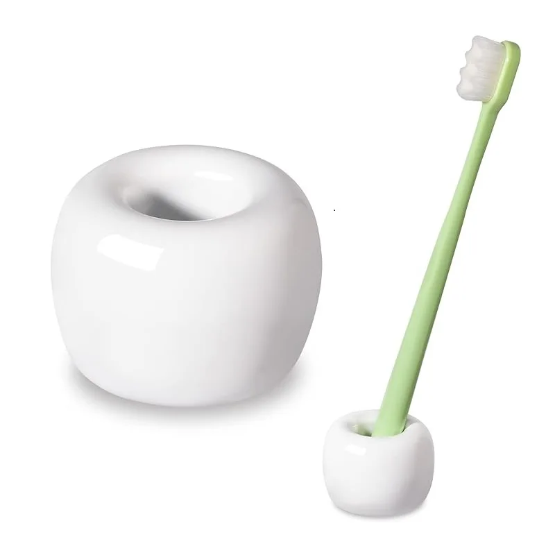 1 Stück Mini-Zahnbürstenhalter aus Keramik, handgefertigt, für Badezimmer-Waschtische, Zahnbürstenkopfhalter und Büro-Stifthalter
