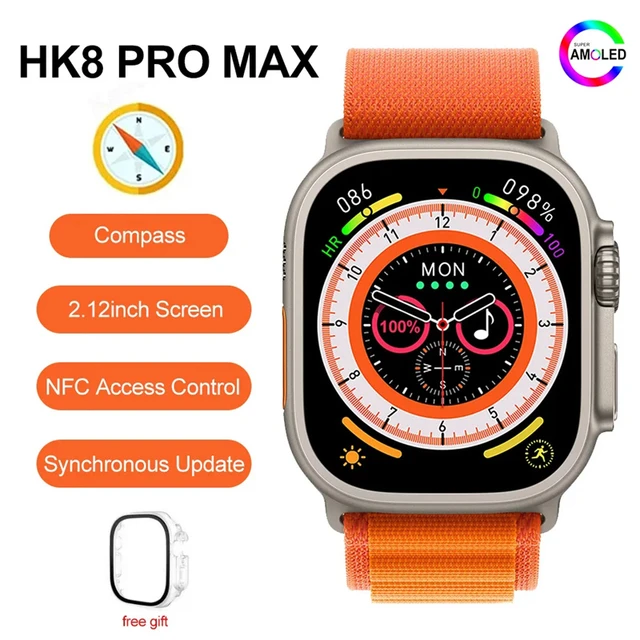 AMOLED Screen HK8 Pro Max Ultra Smartwatch 49mm 2.12 inch 485*520 Bluetooth  Call NFC Compass Men Smart Watch 2023 Sport Watches - AliExpress