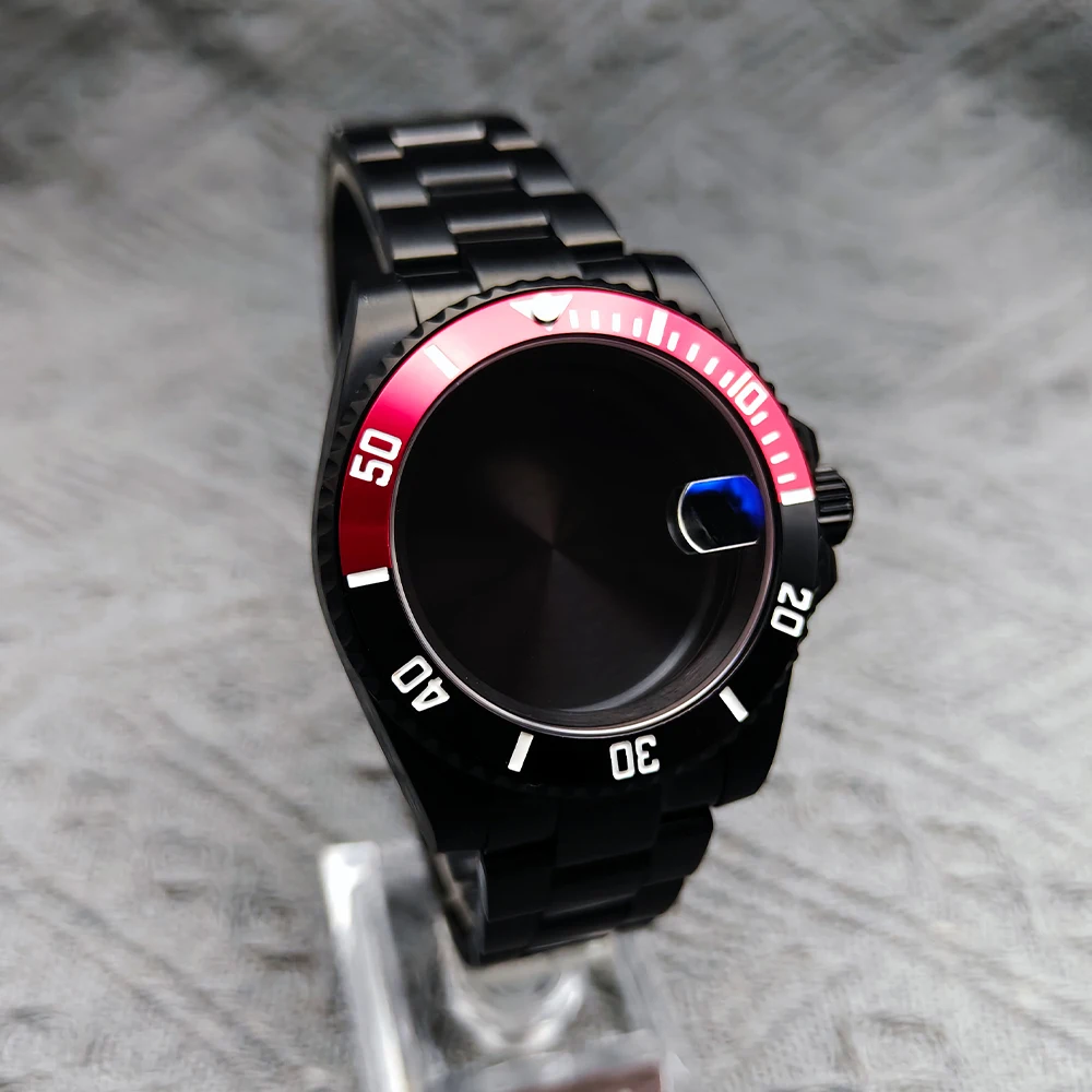 حافظة فرعية للرجال باللون الأسود الغواصة مقاس 40 مم مع مجموعة، متوافقة مع حركة NH34 35 36 38 MIYOTA8215 بقرص 28.5 مم