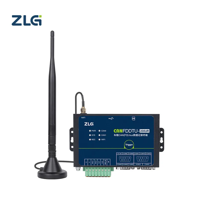 ZLG CANFDDTU-200UR 2-Channel CAN FD Data Logger with WiFi LIN Support 64GB SD Card Automotive Black Box