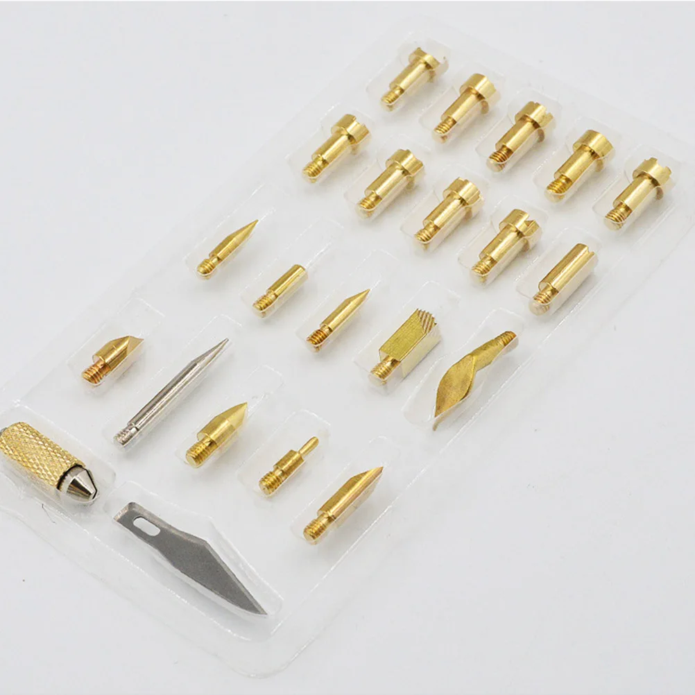 

22Pcs Copper Soldering Iron Tips Set Professional Pyrography Kit for Wood Cork Engraving DIY Design Tool