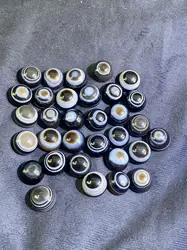1pcs/lot Natural Agate Tianyan Black and White Sheep Plate Beads 14mm Non-porous Flat bottom cambered surface Set ring pendant