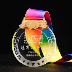 Custom Peronality Logo Engraving Crystal Medal Sports Academics Dance Competition Glass Awards Souvenir Gifts