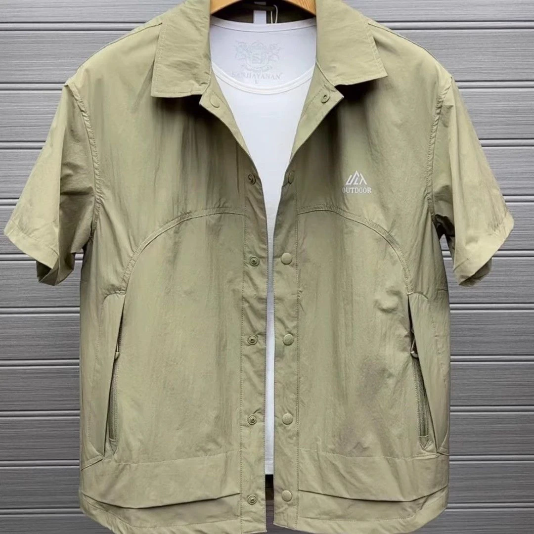 Premium Short Sleeve Casual Shirt Men's Lightweight Summer New Style Workwear Versatile Thin Outerwear Patchwork Men's Shirt