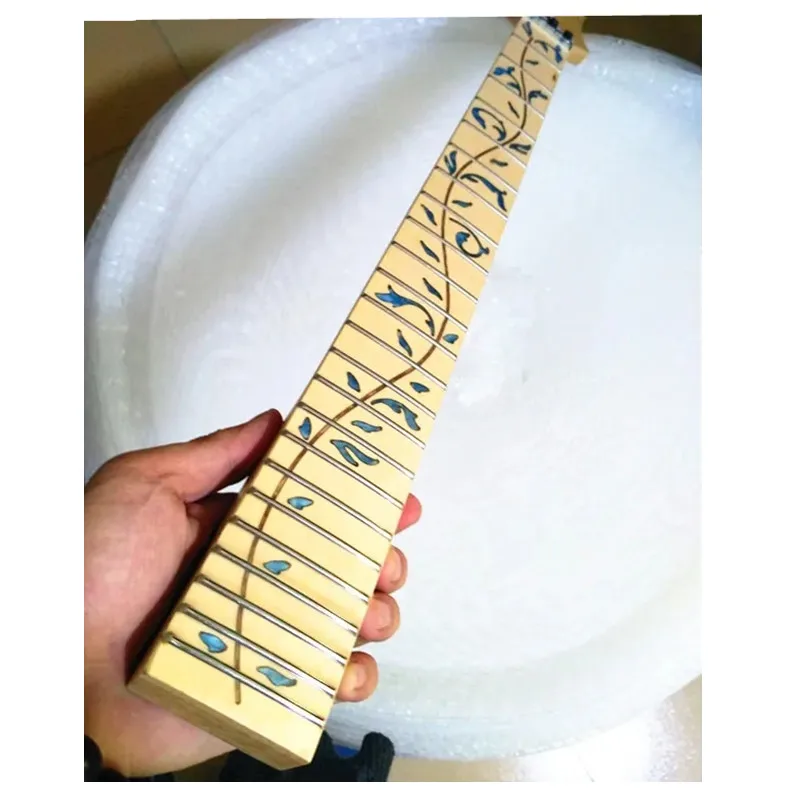 24-Bündiger Ahorn E-Gitarrenhals mit Ahorn-Griffbrett-Einlage, Blauer Lebensbaum, Holzfarben, Gitarrenzubehörteile – Detail 5