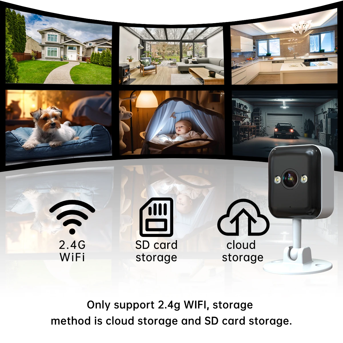 JOOAN 1080P Full HD Wireless Surveillance Camera, IP65 Waterproof IP Camera, Built-in AP Hotspot, Can Be Viewed Without Internet