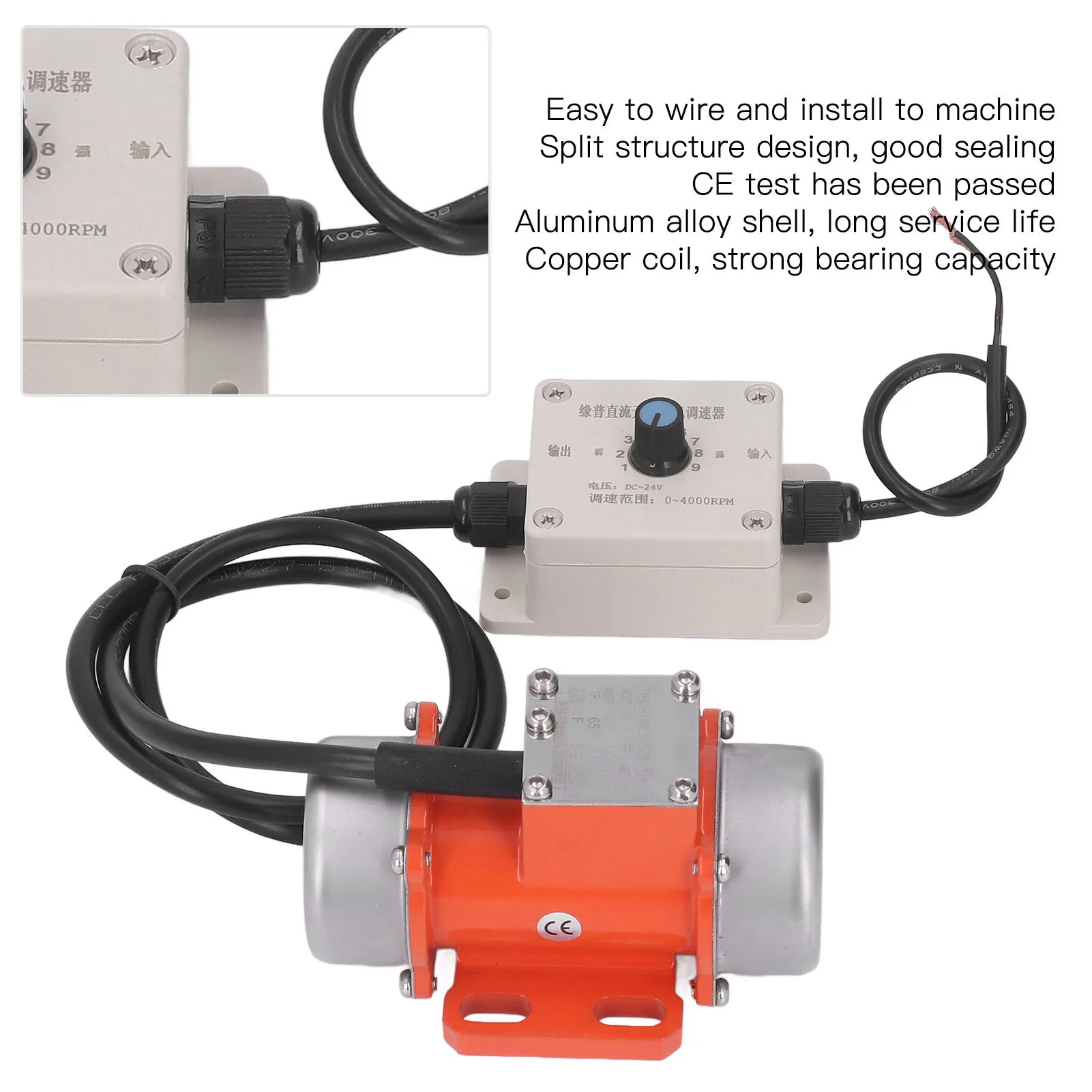 

4000RPM Electric Vibrating Motor Adjustable Exciting Force Brushless DC Vibration Motor with Speed Controller 30W