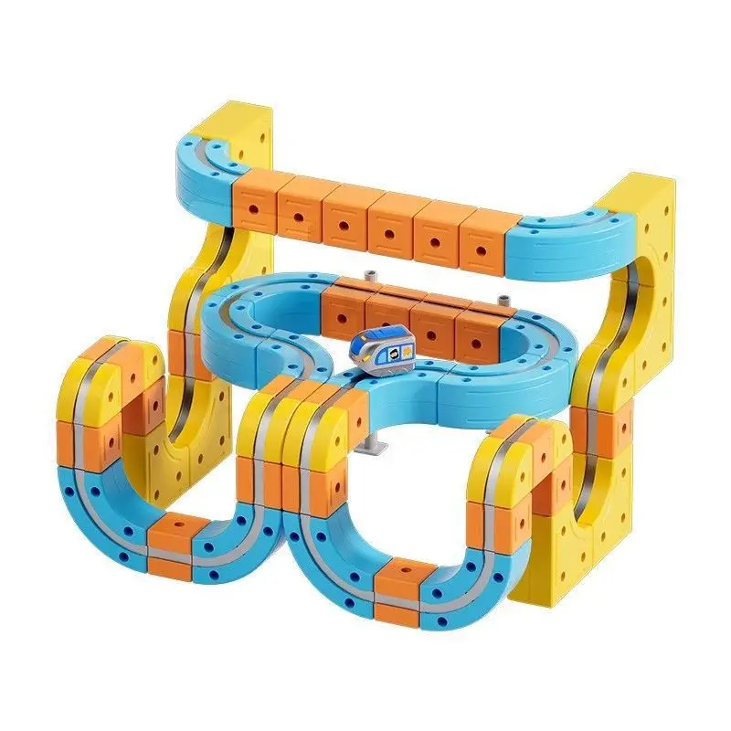 New Children'S Electric Magnetic High Speed Rail Train Magic Track Cube DIY Magnetic Assembly Toys Surprising Gifts For Children