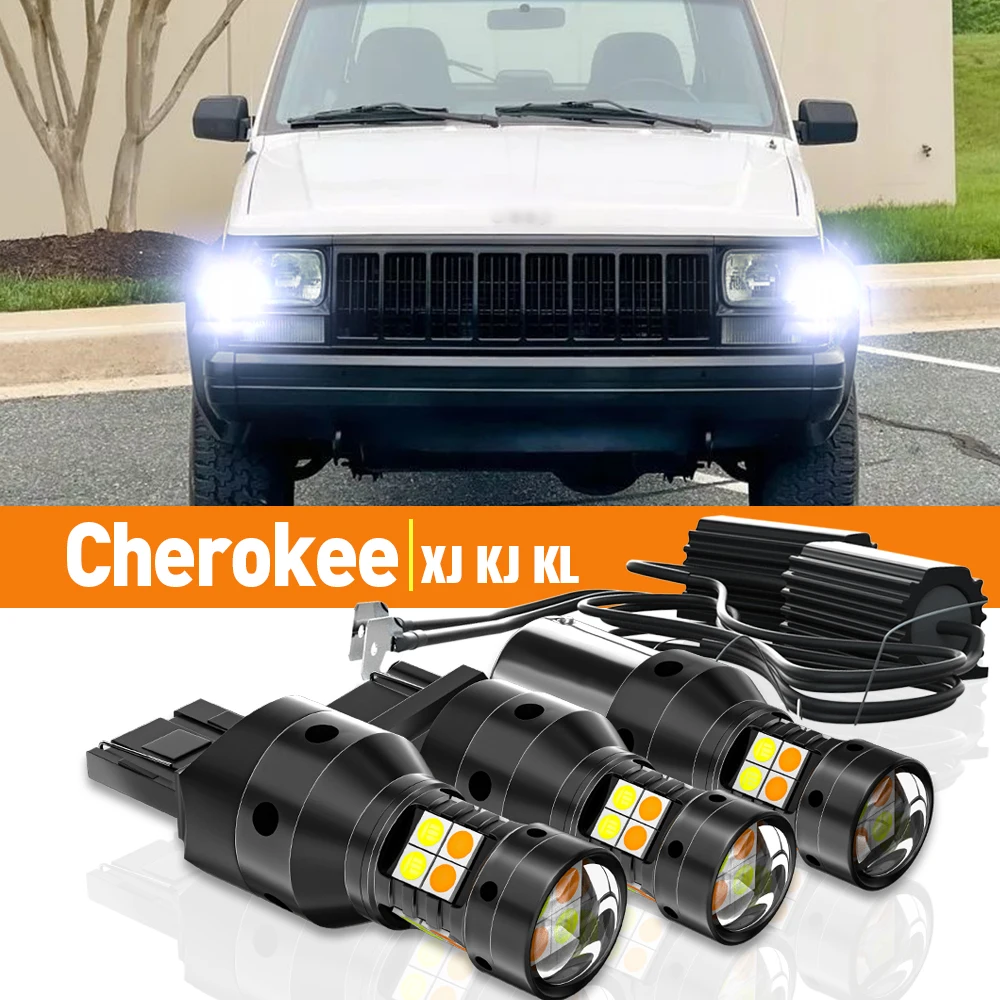 2x LED Dual Mode Turn Signal+Daytime Running Light DRL For Jeep Cherokee XJ KJ 1984-2008 KL 2013-2019 Accessories Canbus