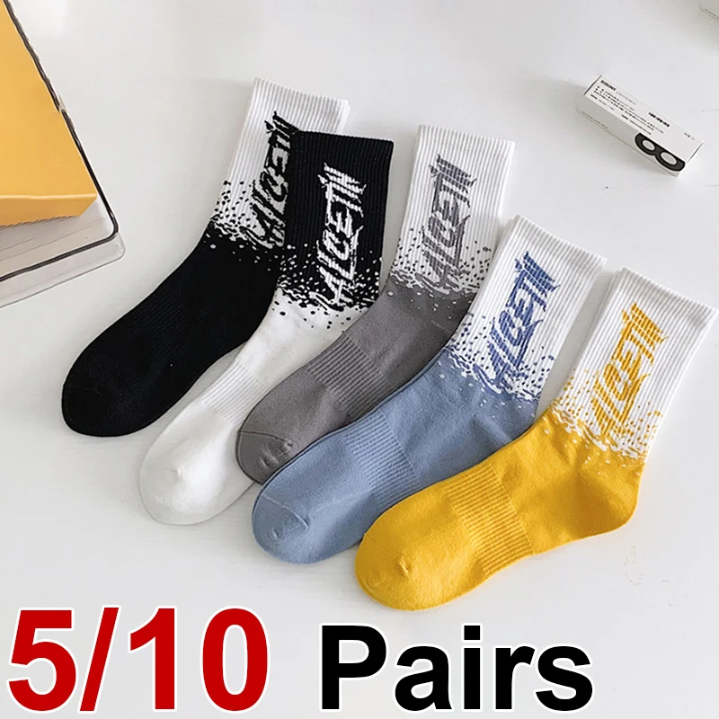 5/10 Paar neutrale Spritztinten-Buchstabensocken, modischer Street-Style, bequem, schweißabsorbierend, atmungsaktiv, Paar, Freizeitsocken