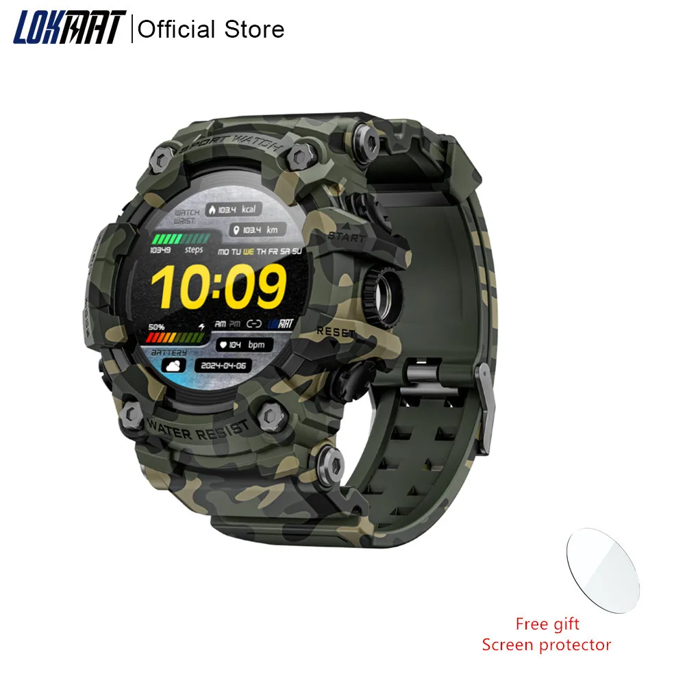LOKMAT ATTACK-GT Upgrade Sport Smart Watch Waterproof Bluetooth Calls Rugged Smartwatches Flashlight Fitness Tracker for Phone