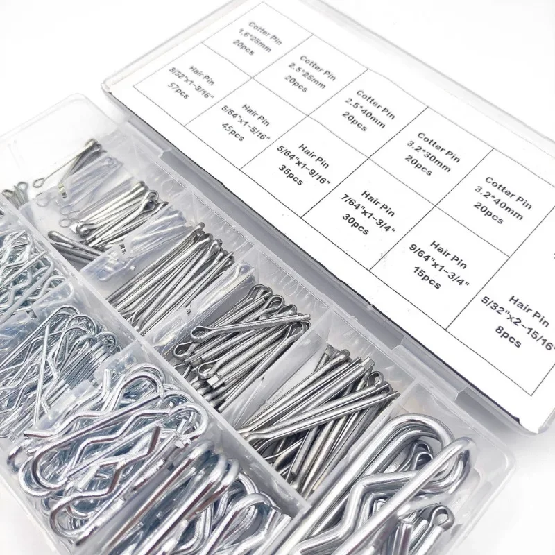 

300PCS Metal Pins R-type Cotter Pins Wave Latch Bolt Locking Pin Split Pin Tractor Clip Mechanical Hitch U-shaped R Type Pin