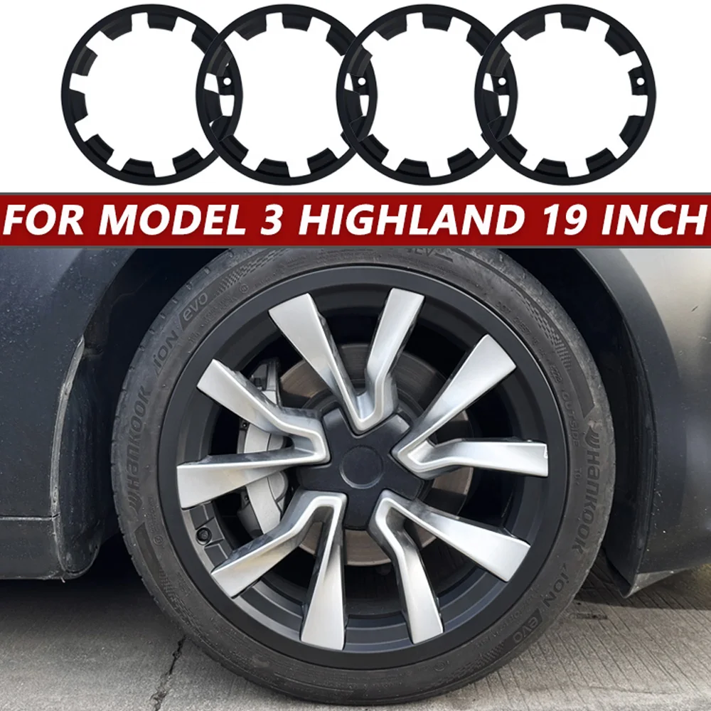 

For Tesla Model 3 Highland 19 Inch Protector Patch Covers Wheel Hub Protection Ring ABS Full Rim Accessories Auto Exterior 2025