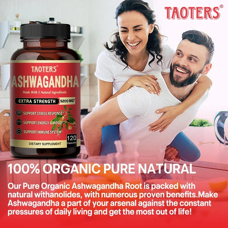 5in1 Ashwagandha Capsules - Equivalent To 5200 Mg Powder - Mood & Strength Support Supplement