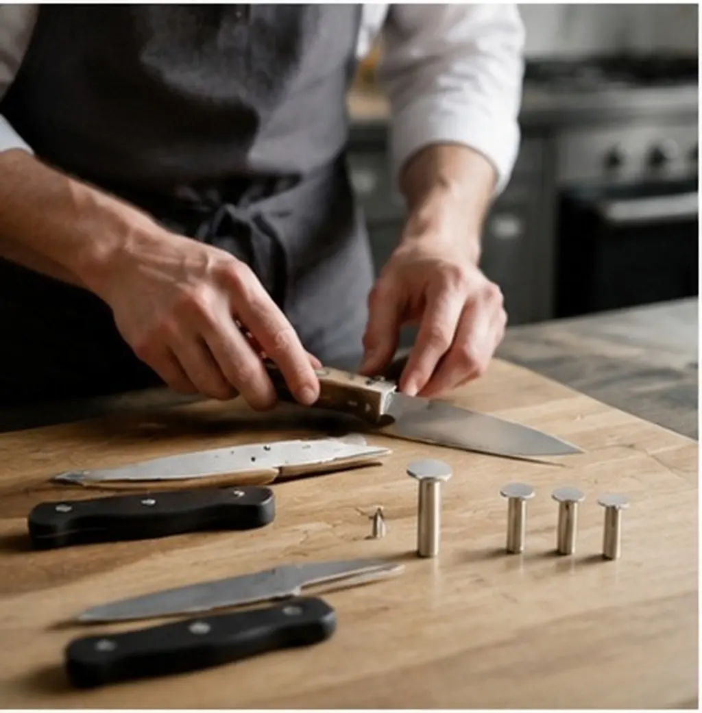 7 Pairs Cutter Handle Pins Cutlery Rivets Chef Knife Heavy Duty Fasteners Silver Cutlers Grip