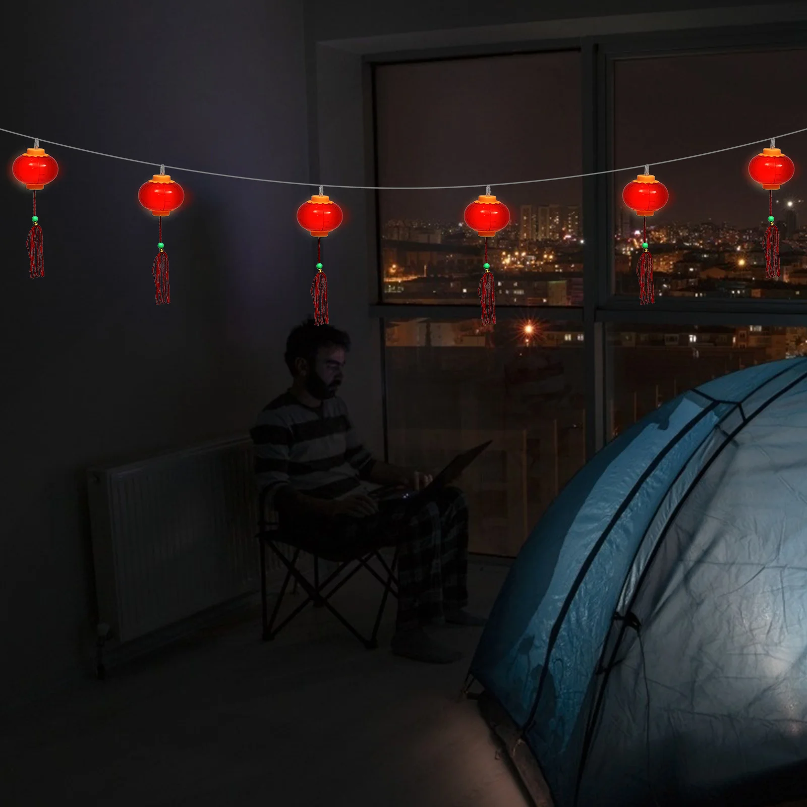 

1Pcs LED Lantern Light String 3 Meters Long Red Chinese Design Festive Atmosphere Decoration for Garden Party Outdoor Indoor Use